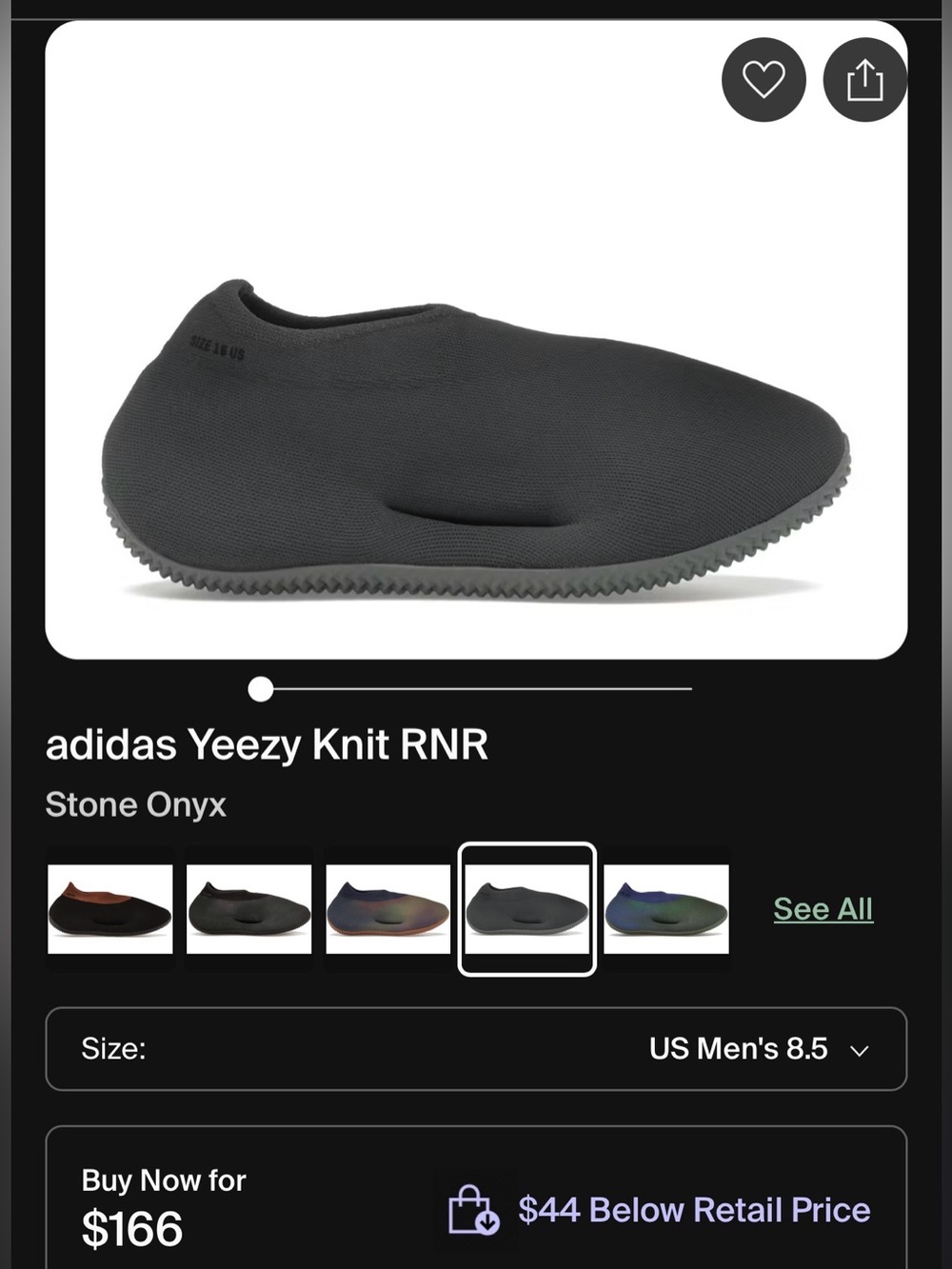 Adidas yeezy knit RNR in stone onyx